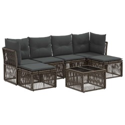 Ensemble de canapé de jardin 7 pcs Gris polyrotin 644749644749