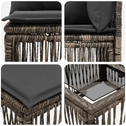 Ensemble de canapé de jardin 9 pcs Gris polyrotin 644750644750
