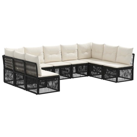 Ensemble de canapé de jardin 9 pcs Noir polyrotin 644751644751