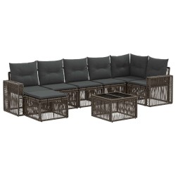 Ensemble de canapé de jardin 8 pcs Gris et Gris foncé polyrotin 644754644754