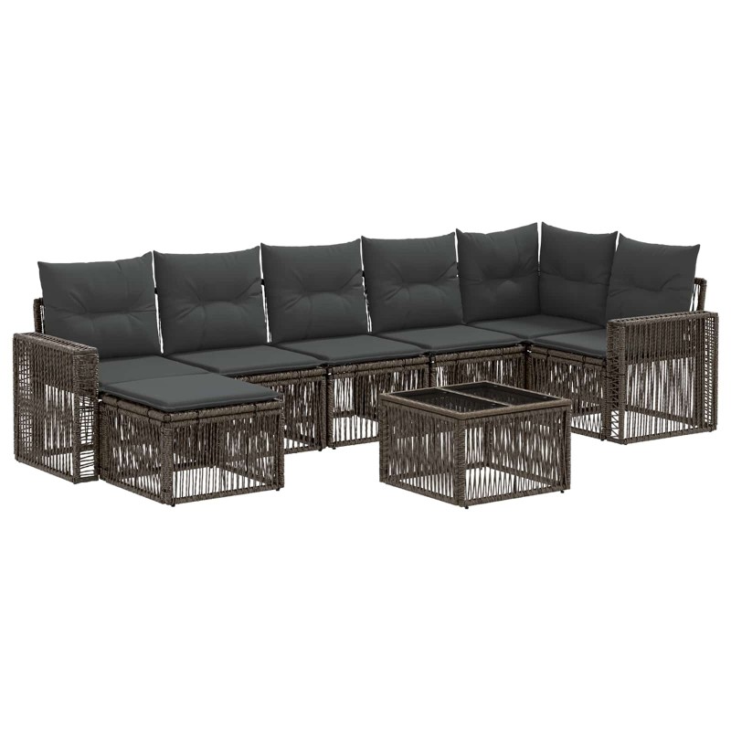 Ensemble de canapé de jardin 8 pcs Gris et Gris foncé polyrotin 644754644754