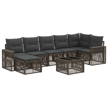 Ensemble de canapé de jardin 8 pcs Gris et Gris foncé polyrotin 644754644754