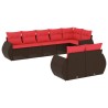 Ensemble de canapé de jardin 8 pcs avec coussins marron résine tressée 644763644763