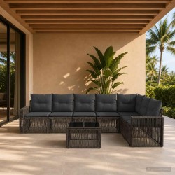 Ensemble de canapé de jardin 8 pcs Gris et Gris foncé polyrotin 644767644767