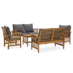 Salon de jardin 5 pcs avec coussins Bois d'acacia solide 644768644768
