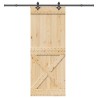Porte coulissante NARVIK Naturel et noir 90 x 210 cm (213,5 cm) 644784644784