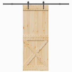 Porte coulissante NARVIK Naturel et noir 90 x 210 cm (213,5 cm) 644785644785