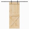 Porte coulissante NARVIK Naturel et noir 90 x 210 cm (213,5 cm) 644785644785