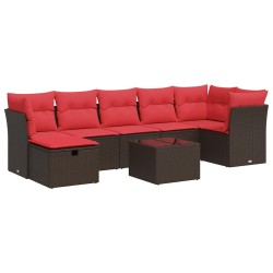 Salon de jardin 8 pcs avec coussins marron résine tressée 644790644790