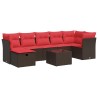 Salon de jardin 8 pcs avec coussins marron résine tressée 644790644790