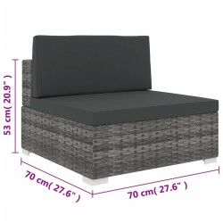 Siège central sectionnel avec coussins résine tressée gris 644806644806