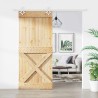 Porte coulissante Naturel et Blanc 90 x 210 cm 644811644811