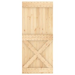 Porte coulissante Naturel et Blanc 90 x 210 cm 644811644811
