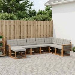 Ensemble de canapés d'extérieur 8 pcs Naturel et Gris clair 644812644812