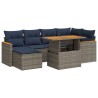 Salon de jardin avec coussins 7 pcs gris résine tressée 644813644813