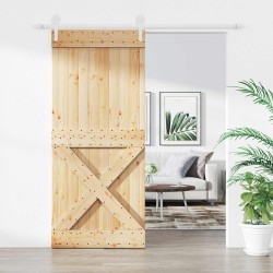 Porte coulissante Naturel et Blanc 90 x 210 cm 644817644817