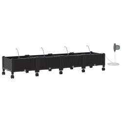 Porte-plante de jardin avec irrigation et roues 4 pc Noir PP 644820644820