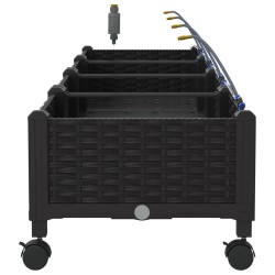 Porte-plante de jardin avec irrigation et roues 4 pc Noir PP 644820644820
