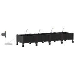 Porte-plante de jardin avec irrigation et roues 4 pc Noir PP 644820644820