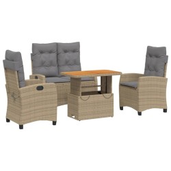 Ensemble à manger de jardin coussins 4 pcs beige résine tressée 644822644822