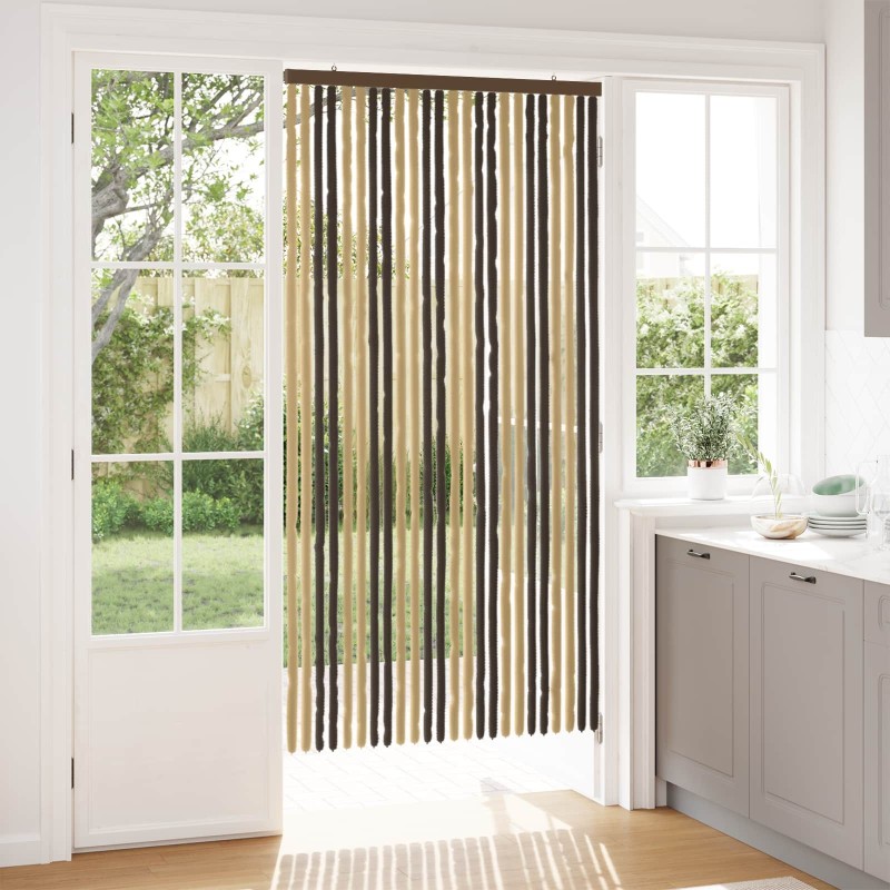 Rideau anti-insectes en chenille Marron foncé et beige 644828644828