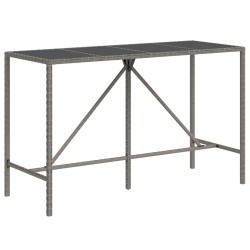 Ensemble de bar jardin 11pcs gris poly rotin/bois massif acacia 644832644832