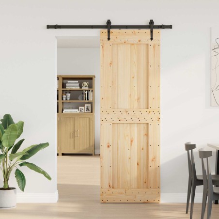 Porte coulissante NARVIK Naturel et noir 80 x 210 cm (152,5 cm) 644833644833