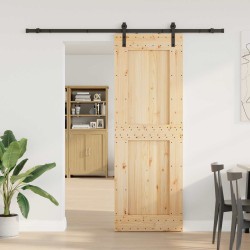 Porte coulissante NARVIK Naturel et noir 80 x 210 cm (213,5 cm) 644835644835