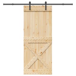 Porte coulissante NARVIK Naturel et noir 90 x 210 cm (213,5 cm) 644836644836