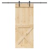 Porte coulissante NARVIK Naturel et noir 90 x 210 cm (213,5 cm) 644836644836