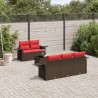 Ensemble de canapé de jardin 6 pcs avec coussins marron résine tressée 644844644844