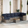 Salon de jardin 8 pcs avec coussins gris résine tressée 644846644846