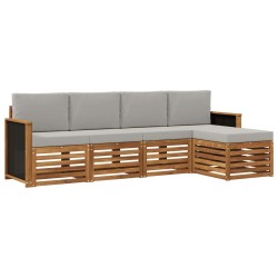 Ensemble de canapés d'extérieur 5 pcs Naturel et gris clair 644848644848