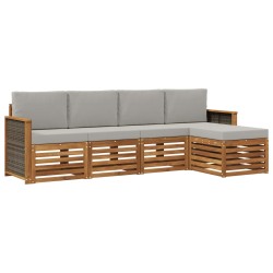Ensemble de canapés d'extérieur 5 pcs Naturel et gris clair 644849644849