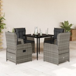 Ensemble à manger de jardin 5 pcs coussins gris résine tressée 644851644851