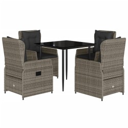 Ensemble à manger de jardin 5 pcs coussins gris résine tressée 644851644851