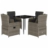 Ensemble à manger de jardin 5 pcs coussins gris résine tressée 644851644851