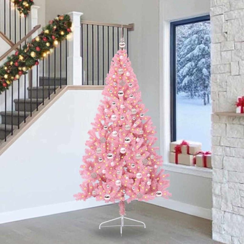 Sapin de Noël artificiel pré-éclairé Rose 240 cm PVC 644853644853
