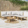 Salon de jardin 6 pcs avec coussins gris clair bambou 644868644868