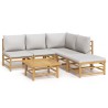 Salon de jardin 6 pcs avec coussins gris clair bambou 644868644868
