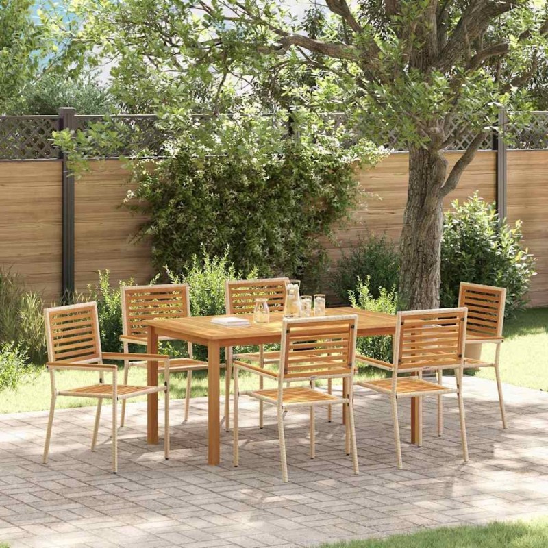 Ensemble de salle à manger pour jardin 7 pcs Beige 644869644869