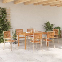 Ensemble de salle à manger pour jardin 7 pcs Beige 644869644869