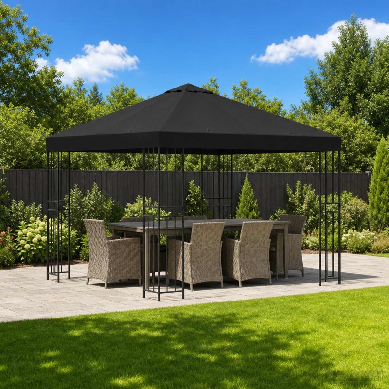 Pavillon 3 x 3 m Noir Polyester et Acier 190 gsm 644873644873