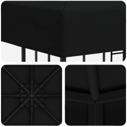 Pavillon 3 x 3 m Noir Polyester et Acier 190 gsm 644873644873