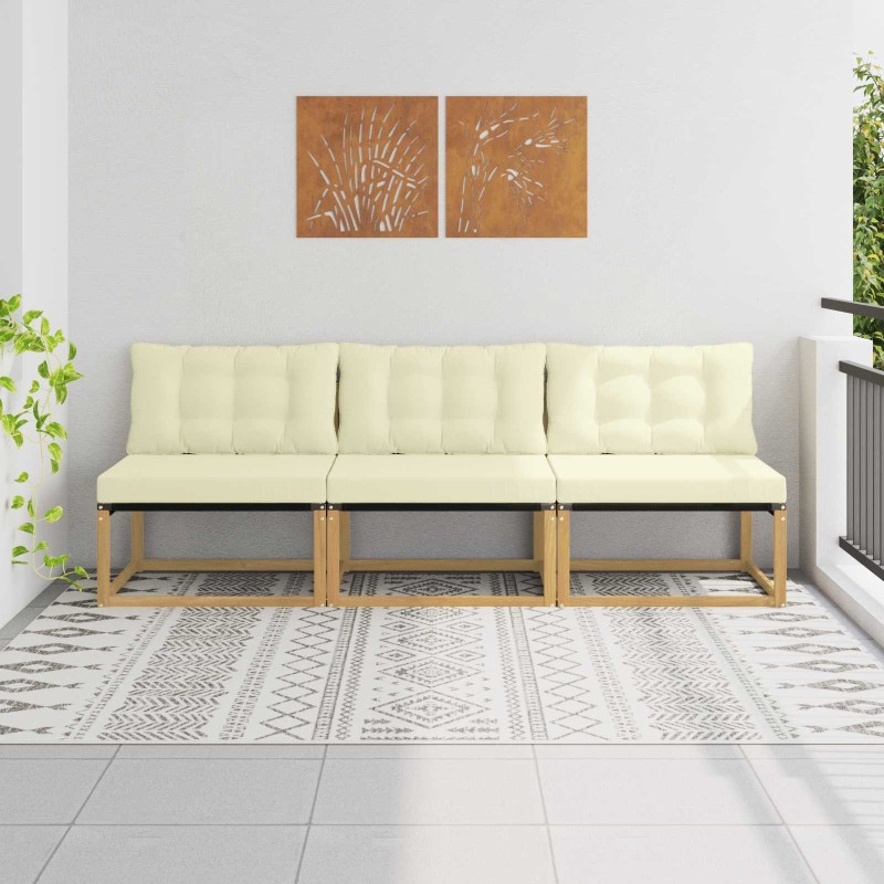 Sofa de milieu extérieur Bois d'acacia massif et Textilène 644874644874