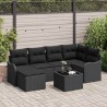 Ensemble de canapé de jardin avec coussin 7 pcs Noir Poly rotin 644880644880