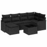 Ensemble de canapé de jardin avec coussin 7 pcs Noir Poly rotin 644880644880