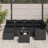 Ensemble de canapé de jardin avec coussin 7 pcs Noir Poly rotin 644880644880