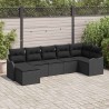 Ensemble de canapé de jardin avec coussin 7 pcs Noir Poly rotin 644881644881
