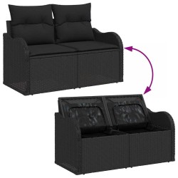 Ensemble de canapé de jardin 7 pcs Noir Poly rotin 644889644889